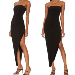 NORMA KAMALI strapless side drape gown- black